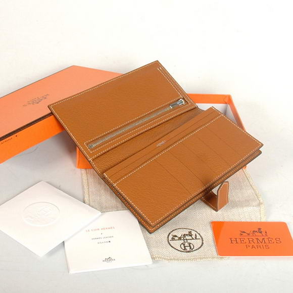 High Quality Hermes Bearn Japonaise Original Leather Wallet H8022 Camel Fake - Click Image to Close